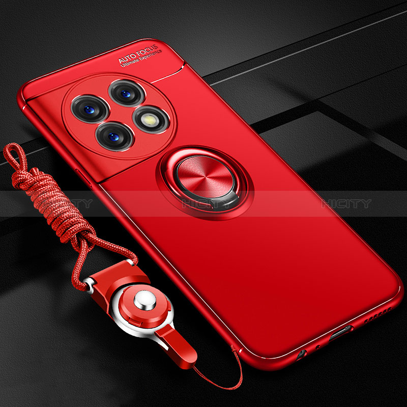 Funda Silicona Carcasa Ultrafina Goma con Magnetico Anillo de dedo Soporte SD3 para OnePlus Ace 2 5G Rojo