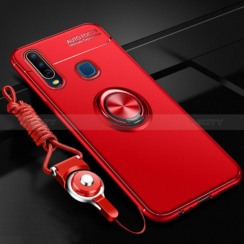 Funda Silicona Carcasa Ultrafina Goma con Magnetico Anillo de dedo Soporte SD3 para Vivo Y3s Rojo