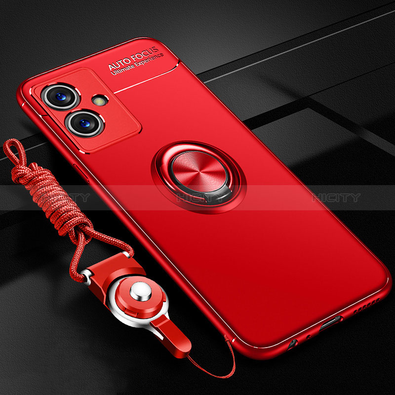 Funda Silicona Carcasa Ultrafina Goma con Magnetico Anillo de dedo Soporte SD3 para Vivo Y55s 5G Rojo