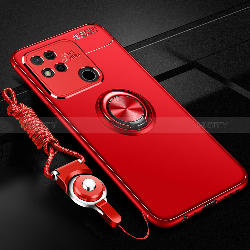 Funda Silicona Carcasa Ultrafina Goma con Magnetico Anillo de dedo Soporte SD3 para Xiaomi POCO C3 Rojo