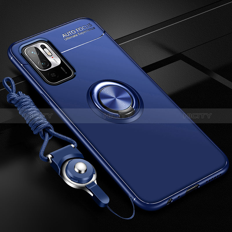 Funda Silicona Carcasa Ultrafina Goma con Magnetico Anillo de dedo Soporte SD3 para Xiaomi Redmi Note 11 SE 5G Azul