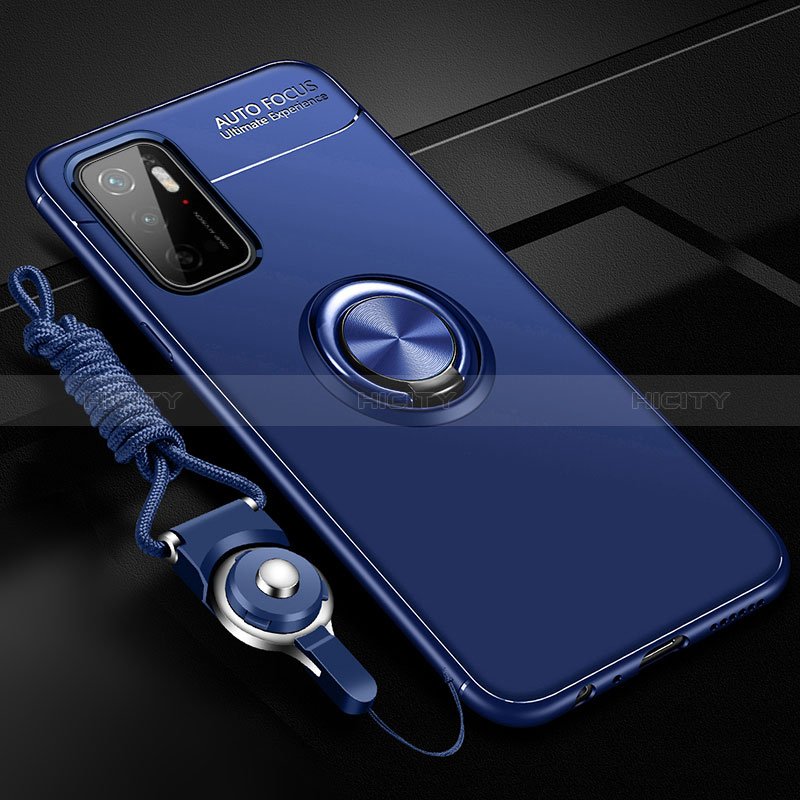 Funda Silicona Carcasa Ultrafina Goma con Magnetico Anillo de dedo Soporte SD3 para Xiaomi Redmi Note 11E 5G Azul