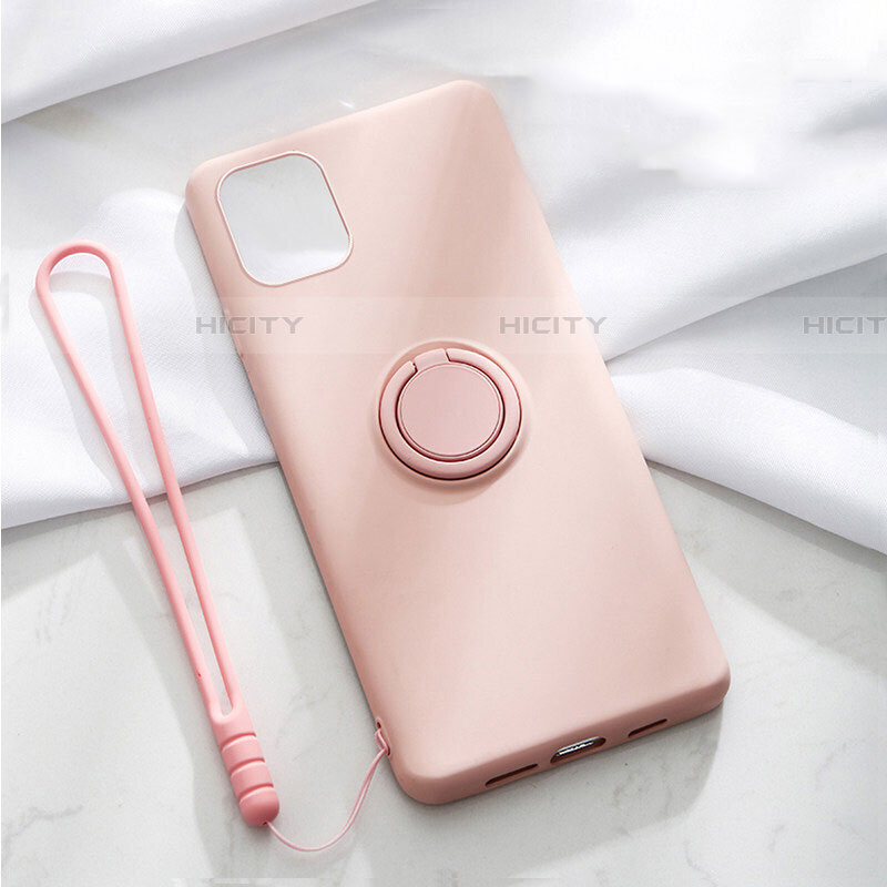 Funda Silicona Carcasa Ultrafina Goma con Magnetico Anillo de dedo Soporte T01 para Apple iPhone 11 Rosa