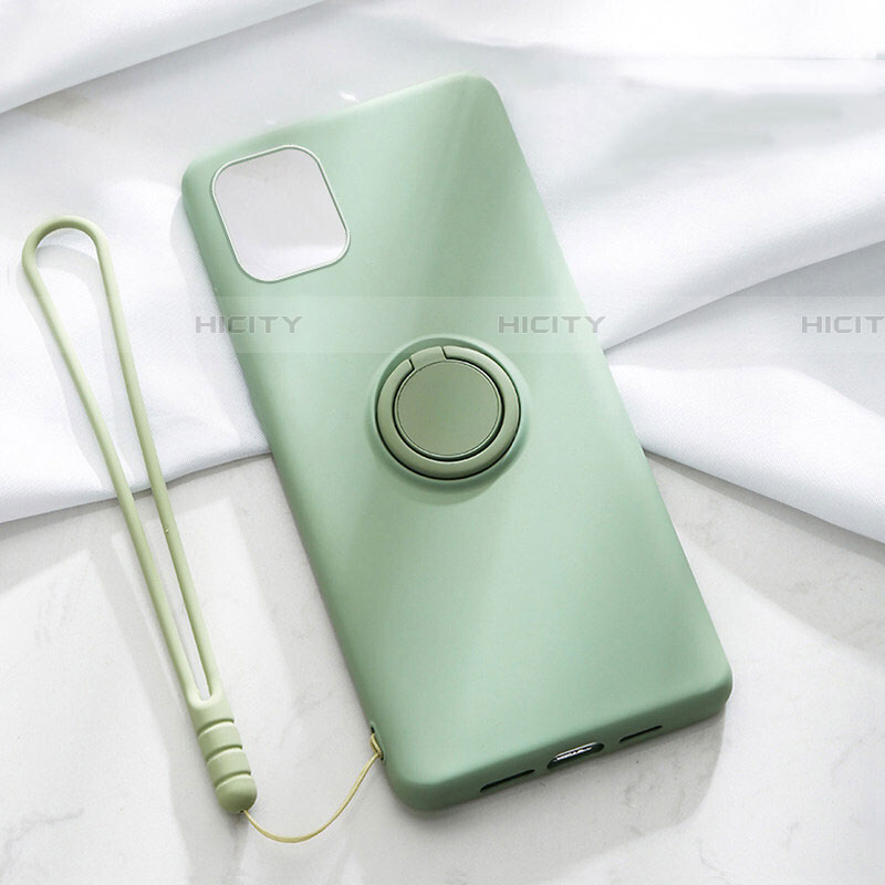 Funda Silicona Carcasa Ultrafina Goma con Magnetico Anillo de dedo Soporte T01 para Apple iPhone 11 Verde