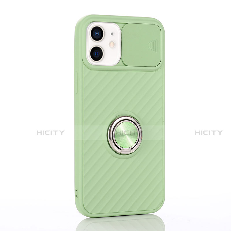 Funda Silicona Carcasa Ultrafina Goma con Magnetico Anillo de dedo Soporte T01 para Apple iPhone 12