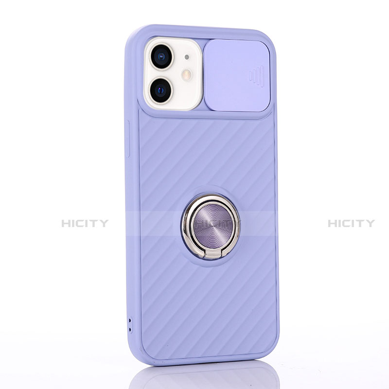 Funda Silicona Carcasa Ultrafina Goma con Magnetico Anillo de dedo Soporte T01 para Apple iPhone 12