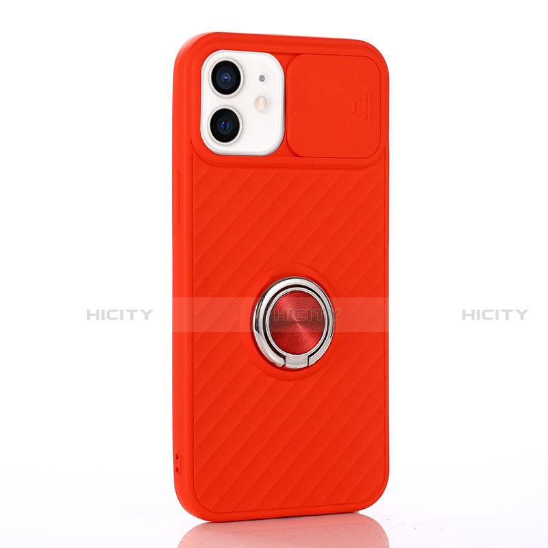 Funda Silicona Carcasa Ultrafina Goma con Magnetico Anillo de dedo Soporte T01 para Apple iPhone 12