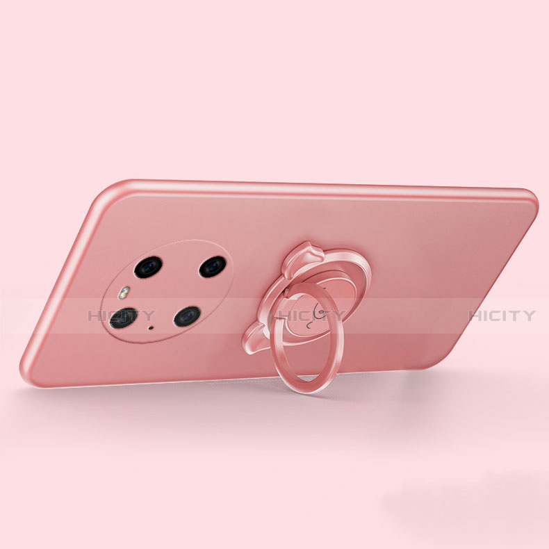 Funda Silicona Carcasa Ultrafina Goma con Magnetico Anillo de dedo Soporte T01 para Huawei Mate 40E Pro 5G