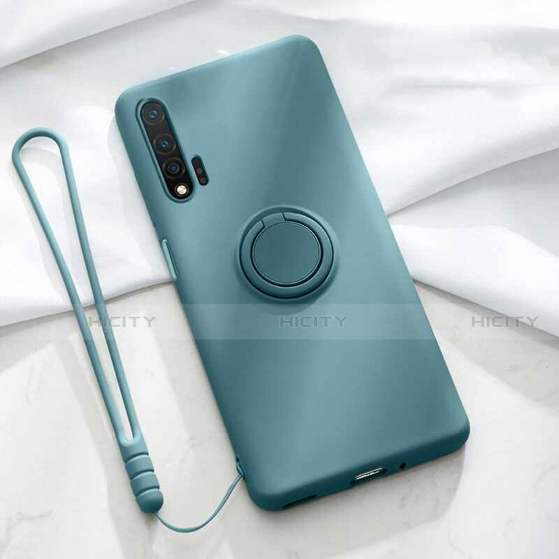 Funda Silicona Carcasa Ultrafina Goma con Magnetico Anillo de dedo Soporte T01 para Huawei Nova 6 5G Verde