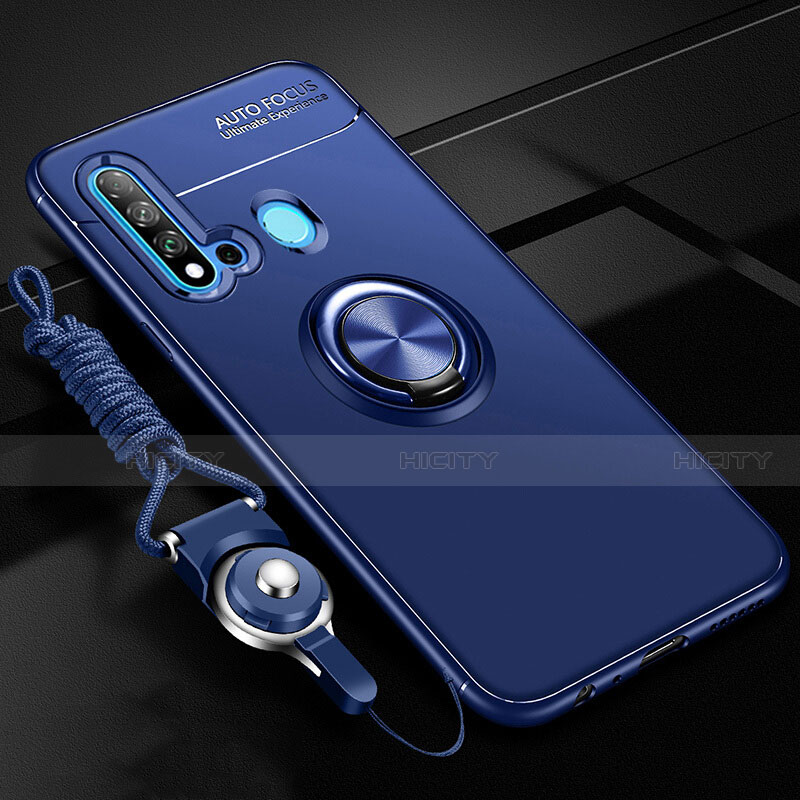 Funda Silicona Carcasa Ultrafina Goma con Magnetico Anillo de dedo Soporte T01 para Huawei P20 Lite (2019)