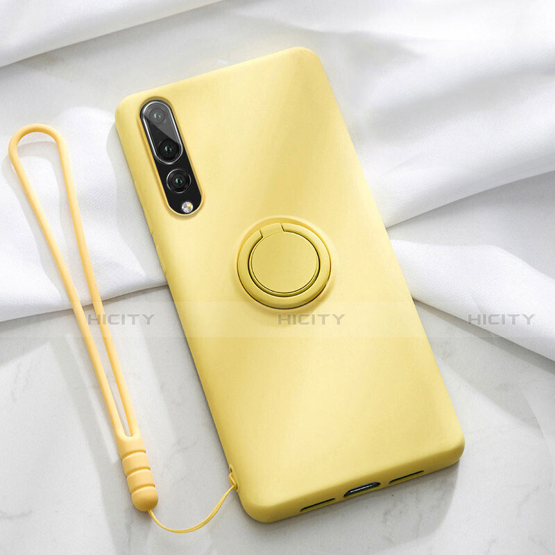 Funda Silicona Carcasa Ultrafina Goma con Magnetico Anillo de dedo Soporte T01 para Huawei P20 Pro