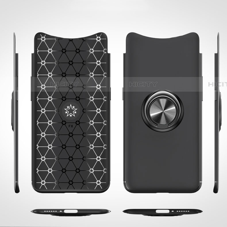 Funda Silicona Carcasa Ultrafina Goma con Magnetico Anillo de dedo Soporte T01 para Oppo Find X Super Flash Edition