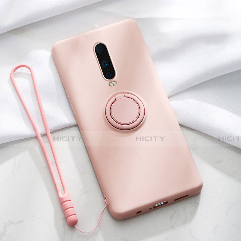 Funda Silicona Carcasa Ultrafina Goma con Magnetico Anillo de dedo Soporte T01 para Oppo R17 Pro