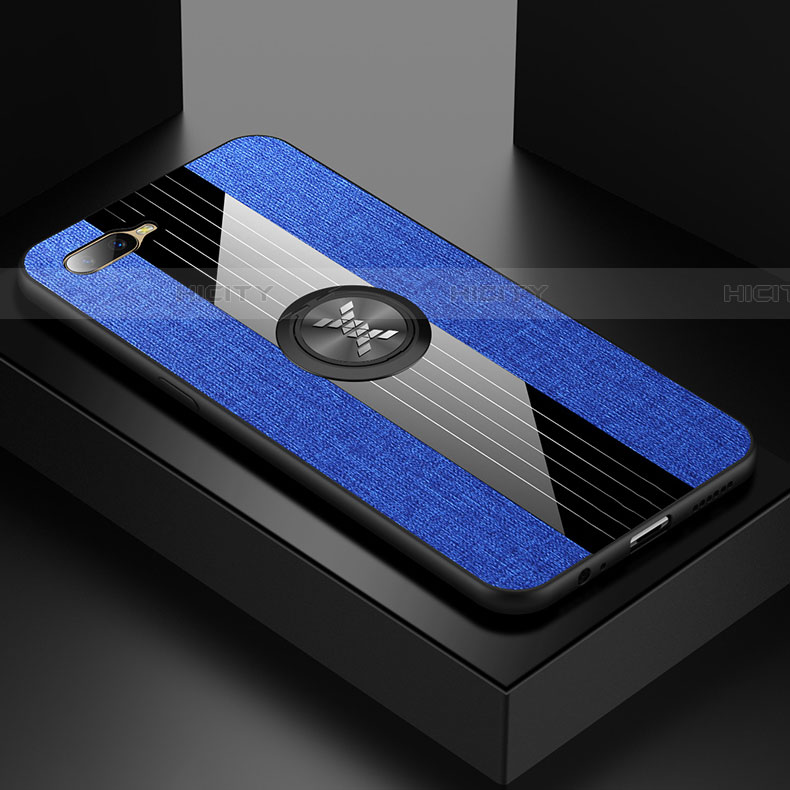 Funda Silicona Carcasa Ultrafina Goma con Magnetico Anillo de dedo Soporte T01 para Oppo RX17 Neo Azul