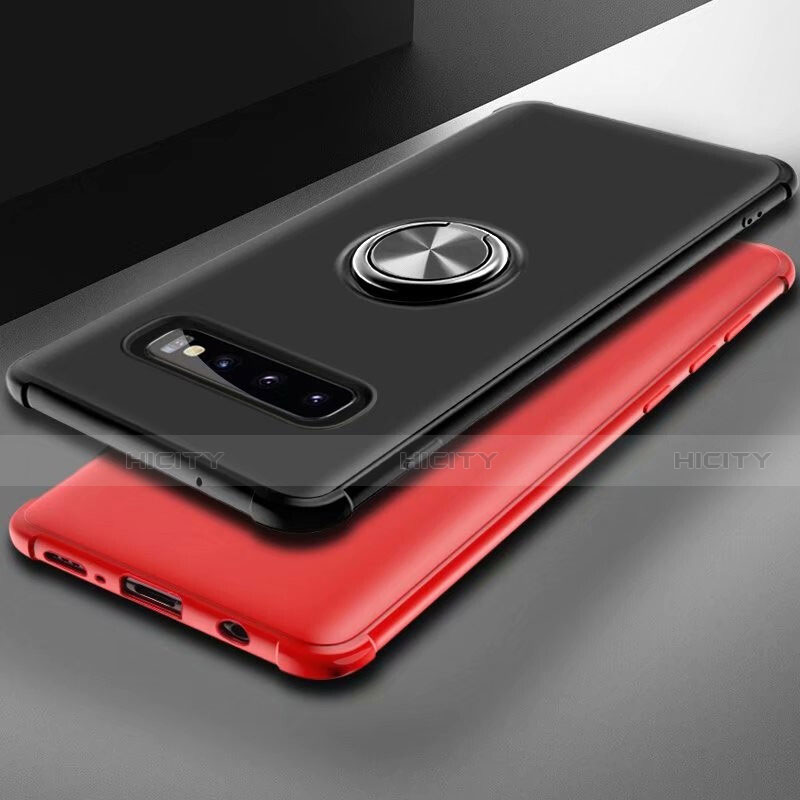 Funda Silicona Carcasa Ultrafina Goma con Magnetico Anillo de dedo Soporte T01 para Samsung Galaxy S10 Plus