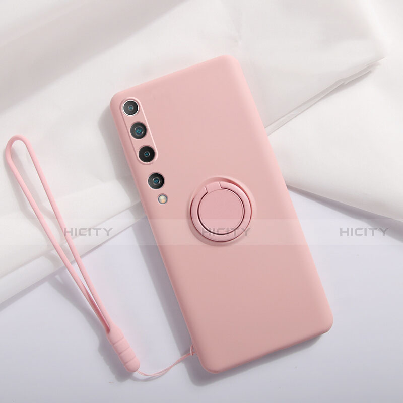 Funda Silicona Carcasa Ultrafina Goma con Magnetico Anillo de dedo Soporte T01 para Xiaomi Mi 10