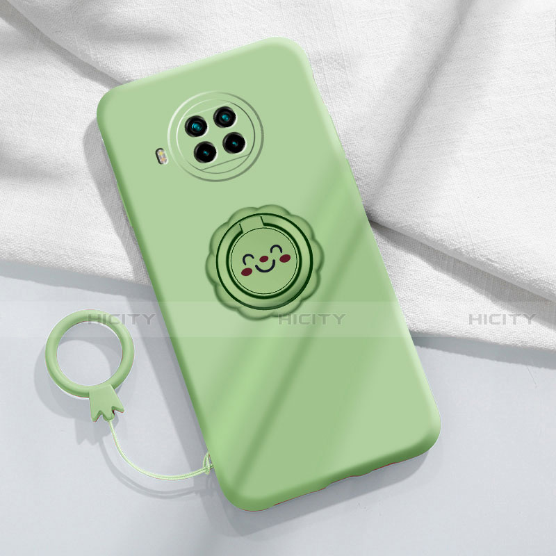 Funda Silicona Carcasa Ultrafina Goma con Magnetico Anillo de dedo Soporte T01 para Xiaomi Mi 10i 5G Menta Verde