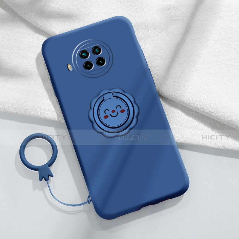 Funda Silicona Carcasa Ultrafina Goma con Magnetico Anillo de dedo Soporte T01 para Xiaomi Mi 10T Lite 5G Azul