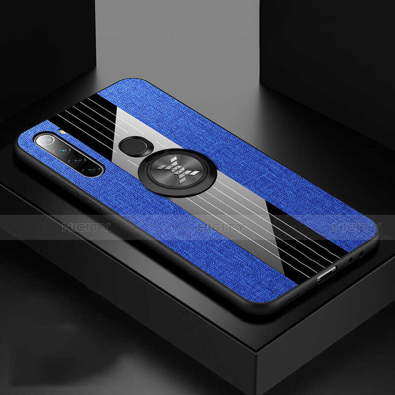 Funda Silicona Carcasa Ultrafina Goma con Magnetico Anillo de dedo Soporte T01 para Xiaomi Redmi Note 8 (2021) Azul