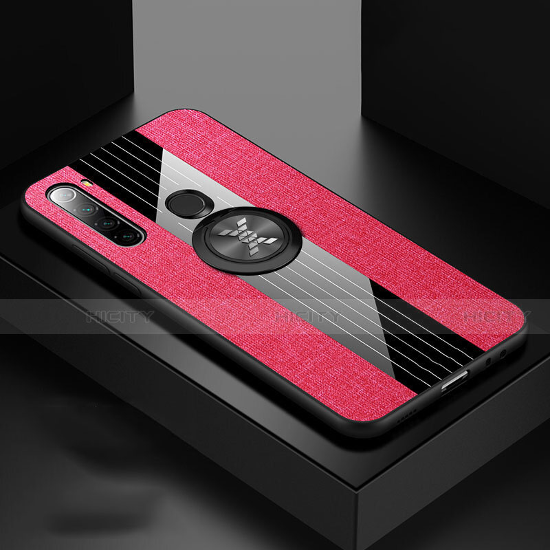 Funda Silicona Carcasa Ultrafina Goma con Magnetico Anillo de dedo Soporte T01 para Xiaomi Redmi Note 8 (2021) Rojo