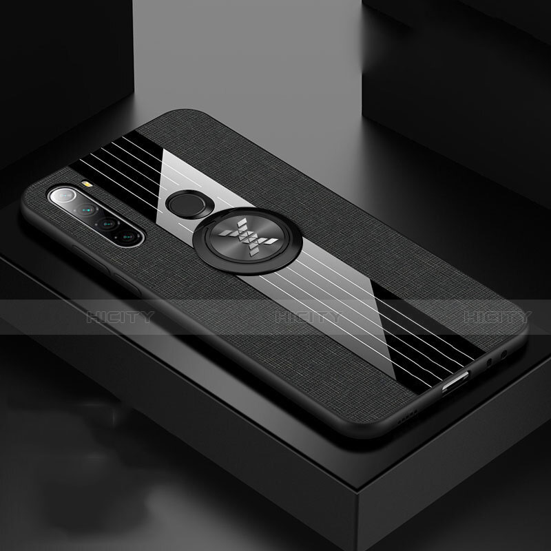 Funda Silicona Carcasa Ultrafina Goma con Magnetico Anillo de dedo Soporte T01 para Xiaomi Redmi Note 8 Negro