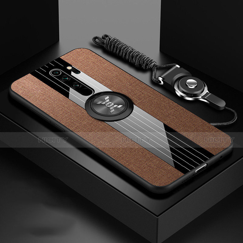 Funda Silicona Carcasa Ultrafina Goma con Magnetico Anillo de dedo Soporte T01 para Xiaomi Redmi Note 8 Pro Marron