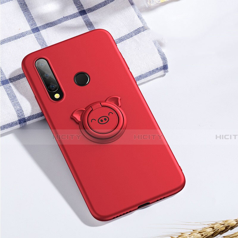 Funda Silicona Carcasa Ultrafina Goma con Magnetico Anillo de dedo Soporte T02 para Huawei Honor 20E