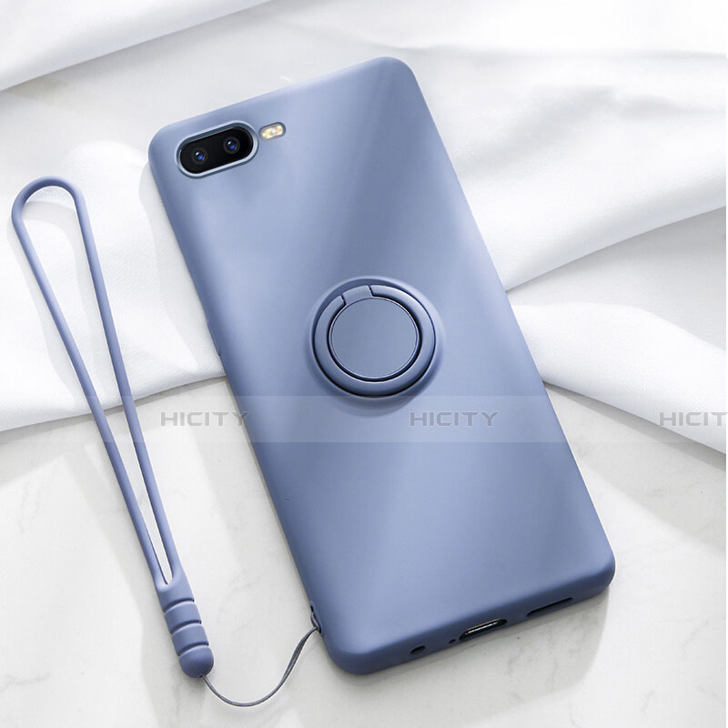 Funda Silicona Carcasa Ultrafina Goma con Magnetico Anillo de dedo Soporte T02 para Oppo K1