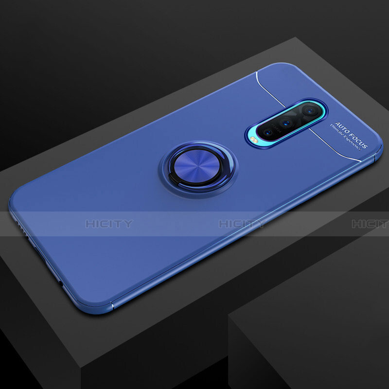 Funda Silicona Carcasa Ultrafina Goma con Magnetico Anillo de dedo Soporte T02 para Oppo R17 Pro Azul