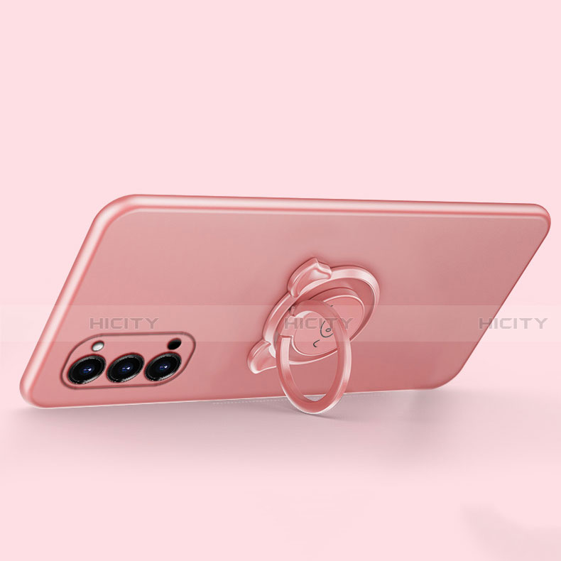 Funda Silicona Carcasa Ultrafina Goma con Magnetico Anillo de dedo Soporte T02 para Oppo Reno4 Pro 5G