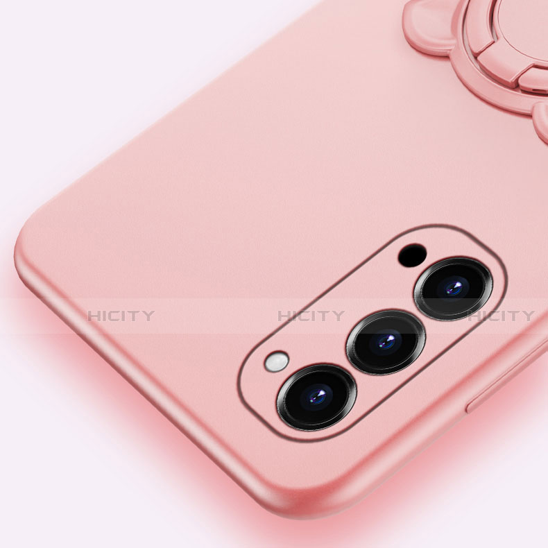 Funda Silicona Carcasa Ultrafina Goma con Magnetico Anillo de dedo Soporte T02 para Oppo Reno4 Pro 5G