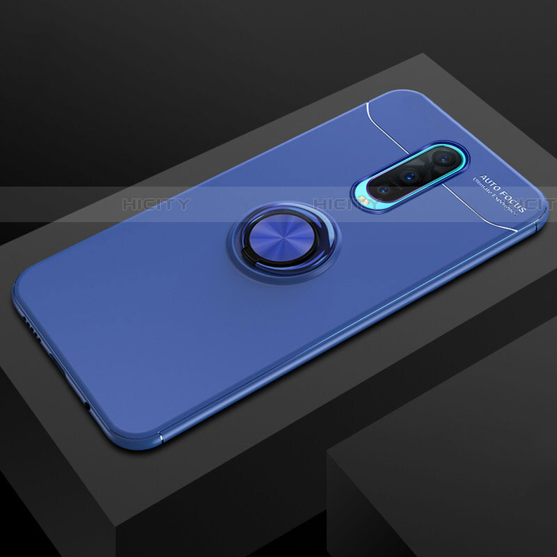 Funda Silicona Carcasa Ultrafina Goma con Magnetico Anillo de dedo Soporte T02 para Oppo RX17 Pro Azul