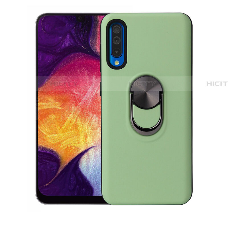 Funda Silicona Carcasa Ultrafina Goma con Magnetico Anillo de dedo Soporte T02 para Samsung Galaxy A70 Verde