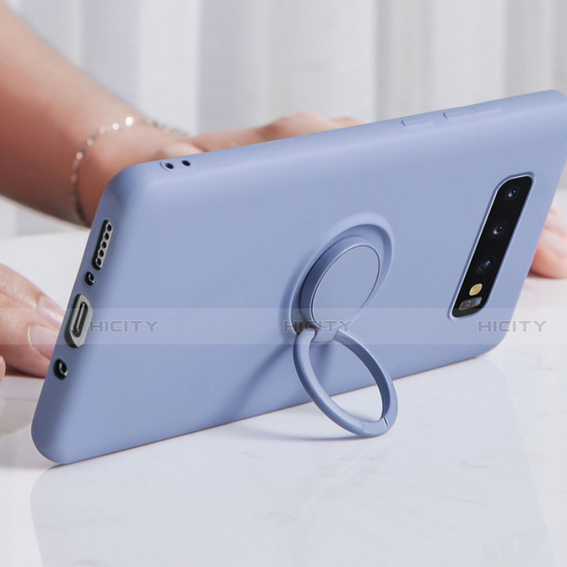 Funda Silicona Carcasa Ultrafina Goma con Magnetico Anillo de dedo Soporte T02 para Samsung Galaxy S10