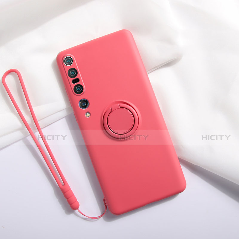 Funda Silicona Carcasa Ultrafina Goma con Magnetico Anillo de dedo Soporte T02 para Xiaomi Mi 10 Pro