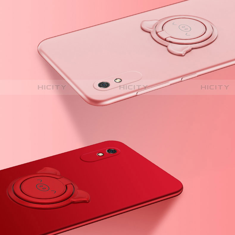 Funda Silicona Carcasa Ultrafina Goma con Magnetico Anillo de dedo Soporte T02 para Xiaomi Redmi 9i