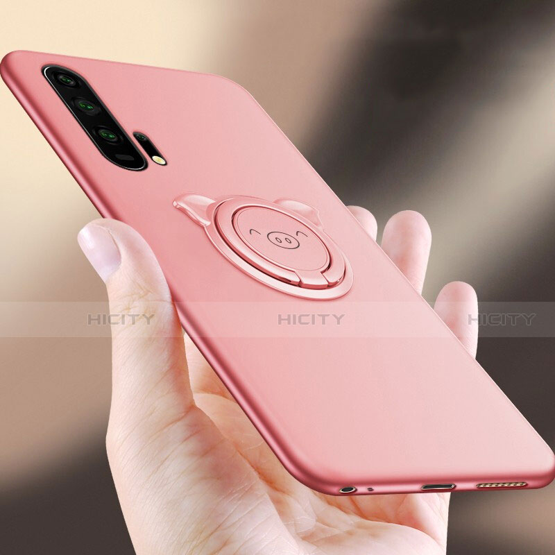 Funda Silicona Carcasa Ultrafina Goma con Magnetico Anillo de dedo Soporte T03 para Huawei Honor 20 Pro