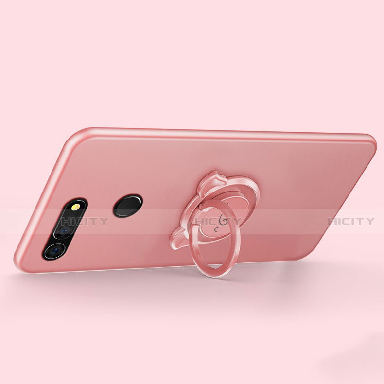 Funda Silicona Carcasa Ultrafina Goma con Magnetico Anillo de dedo Soporte T03 para Huawei Honor View 20