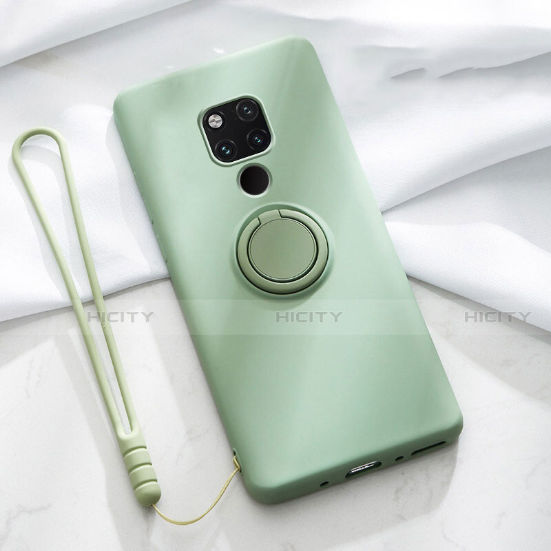 Funda Silicona Carcasa Ultrafina Goma con Magnetico Anillo de dedo Soporte T03 para Huawei Mate 20 X 5G Verde