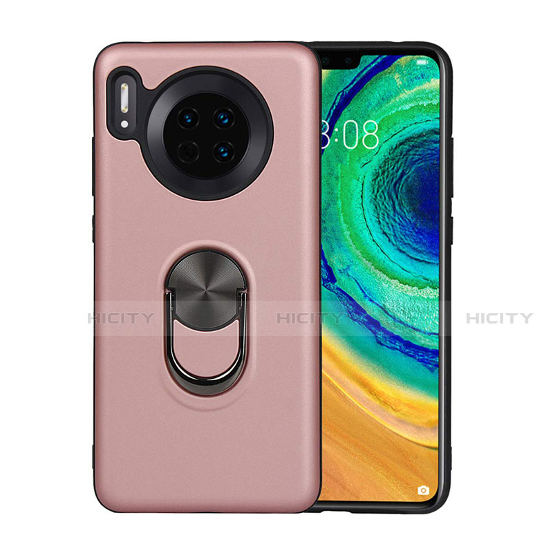 Funda Silicona Carcasa Ultrafina Goma con Magnetico Anillo de dedo Soporte T03 para Huawei Mate 30 Oro Rosa