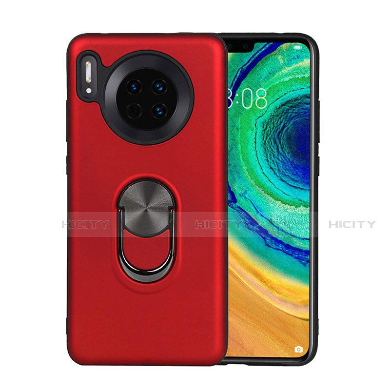 Funda Silicona Carcasa Ultrafina Goma con Magnetico Anillo de dedo Soporte T03 para Huawei Mate 30 Pro 5G Rojo