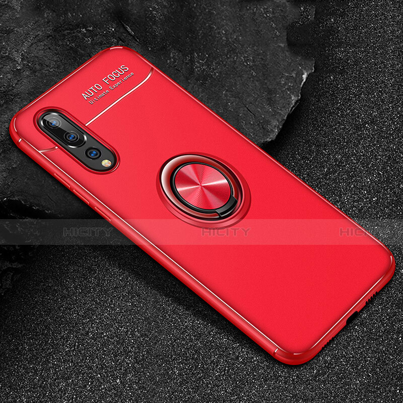 Funda Silicona Carcasa Ultrafina Goma con Magnetico Anillo de dedo Soporte T03 para Huawei P20 Pro