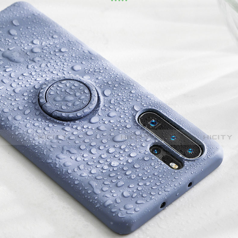 Funda Silicona Carcasa Ultrafina Goma con Magnetico Anillo de dedo Soporte T03 para Huawei P30 Pro