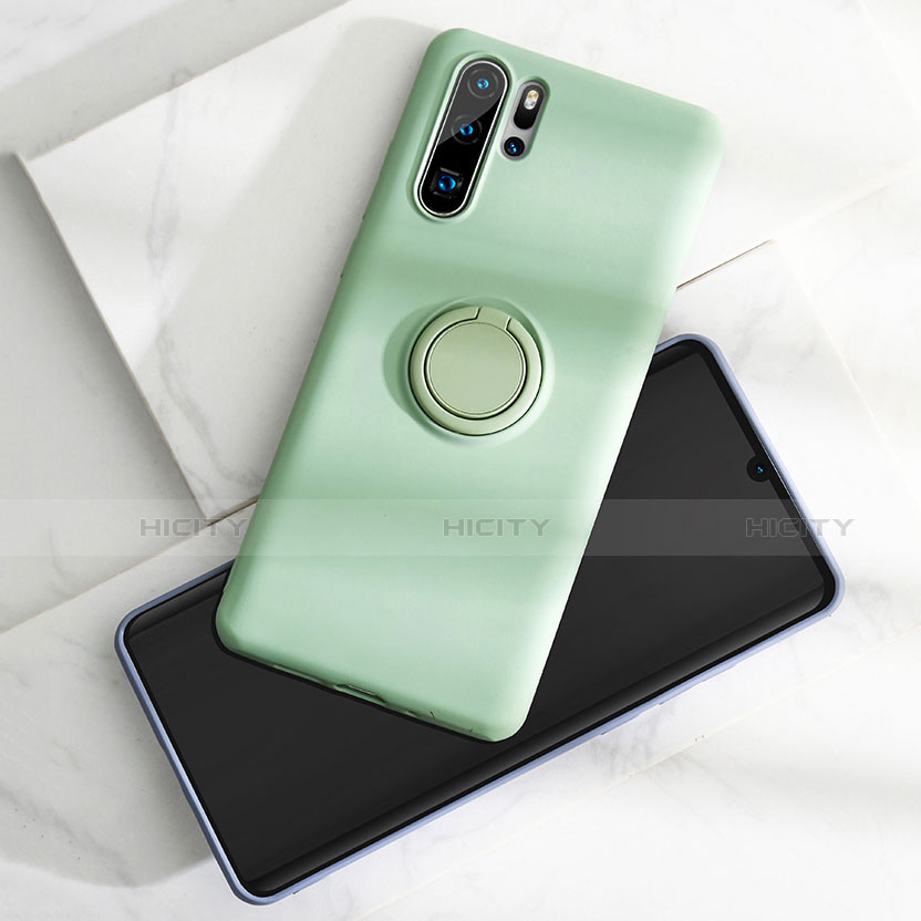 Funda Silicona Carcasa Ultrafina Goma con Magnetico Anillo de dedo Soporte T03 para Huawei P30 Pro