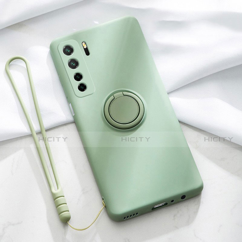 Funda Silicona Carcasa Ultrafina Goma con Magnetico Anillo de dedo Soporte T03 para Huawei P40 Lite 5G