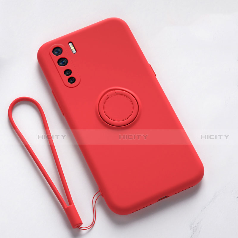 Funda Silicona Carcasa Ultrafina Goma con Magnetico Anillo de dedo Soporte T03 para Oppo F15