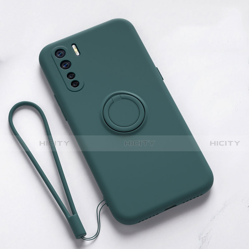 Funda Silicona Carcasa Ultrafina Goma con Magnetico Anillo de dedo Soporte T03 para Oppo F15