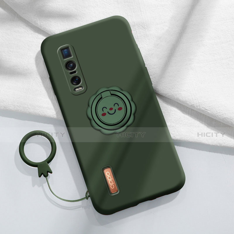 Funda Silicona Carcasa Ultrafina Goma con Magnetico Anillo de dedo Soporte T03 para Oppo Find X2 Pro