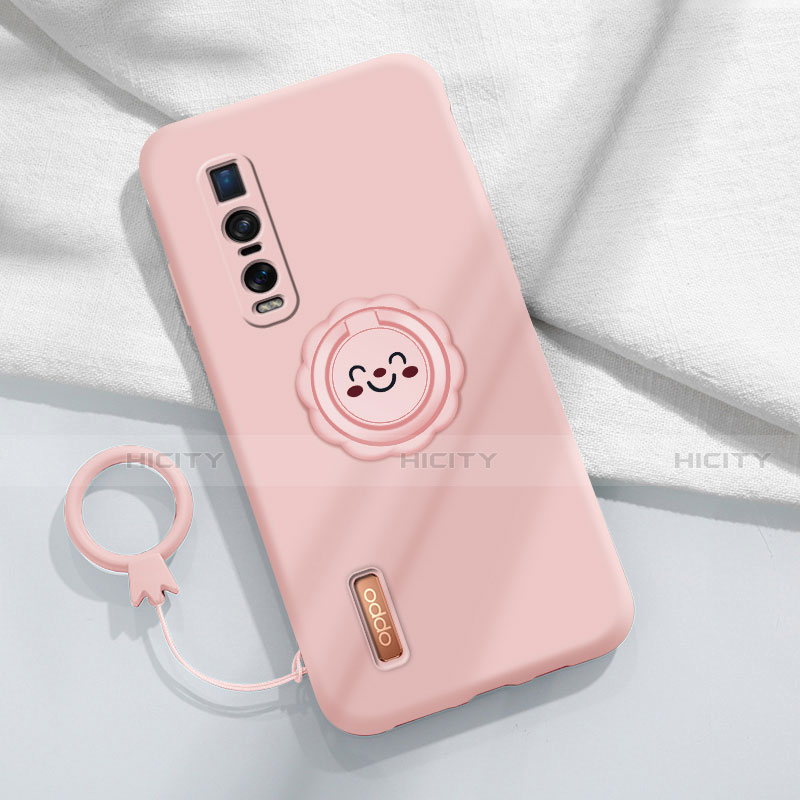 Funda Silicona Carcasa Ultrafina Goma con Magnetico Anillo de dedo Soporte T03 para Oppo Find X2 Pro