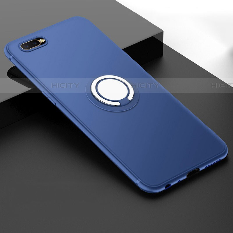 Funda Silicona Carcasa Ultrafina Goma con Magnetico Anillo de dedo Soporte T03 para Oppo RX17 Neo Azul